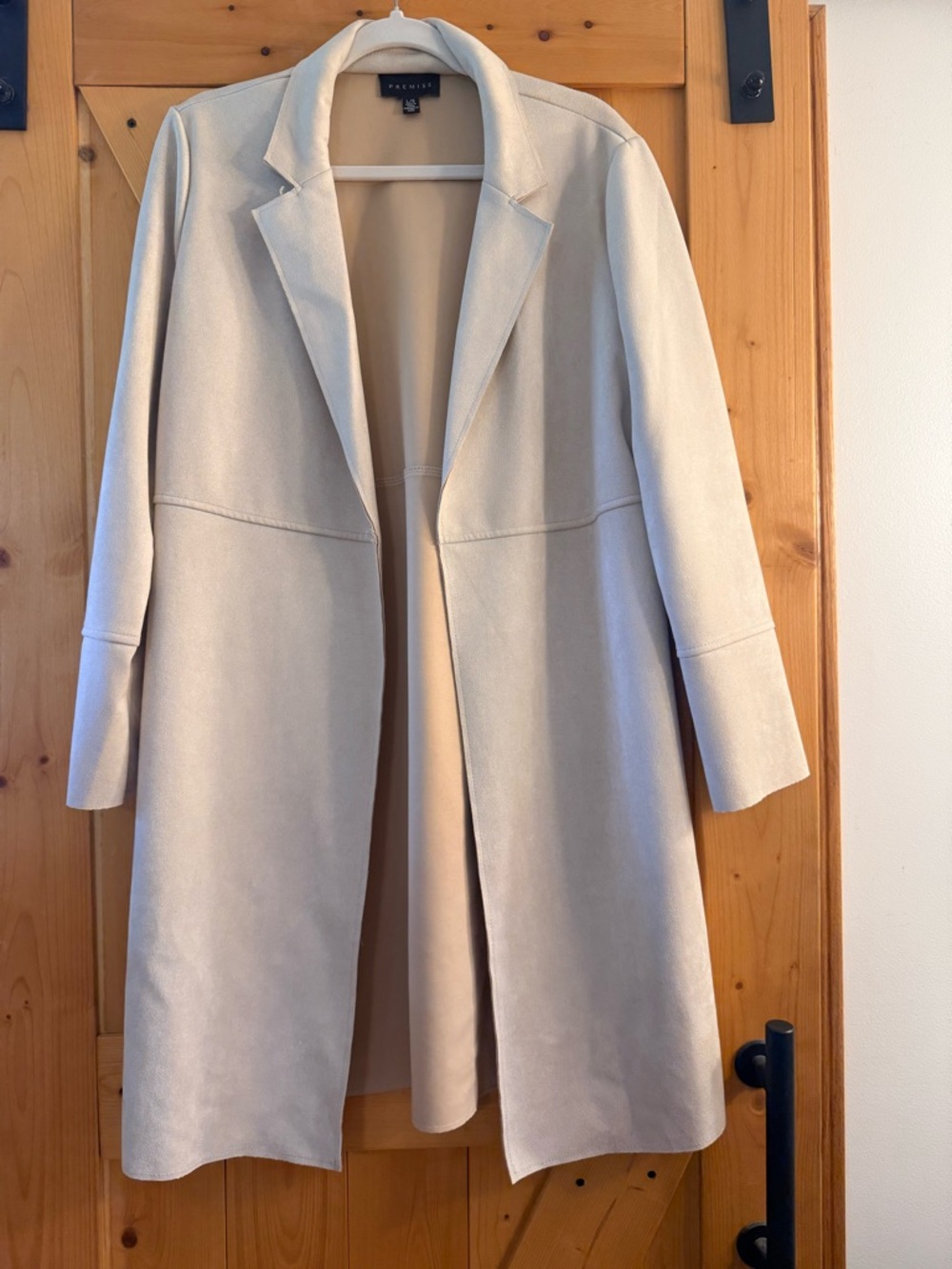 Cream Long Open Front Women's Coat